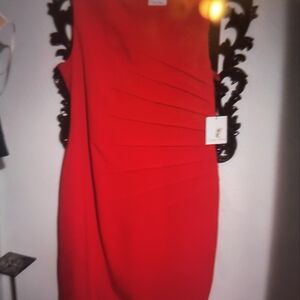 CALVIN KLEIN SLEEVELESS SUNBURST RUCHED DRESS SIZE 14